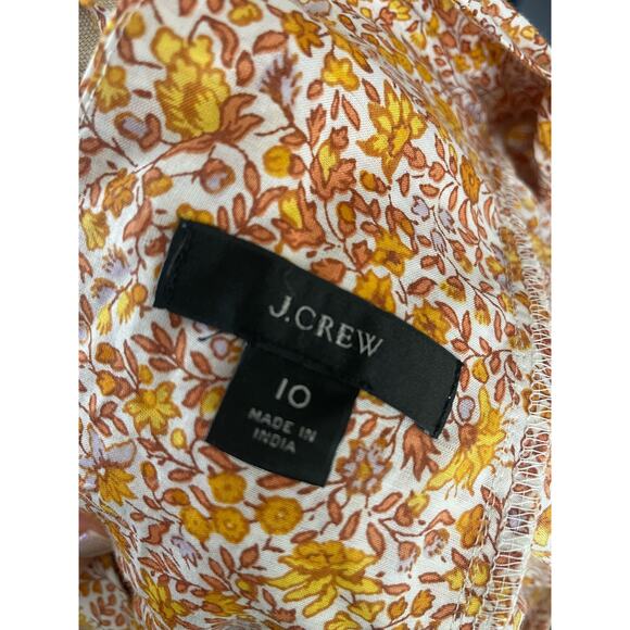 J Crew Puff-Sleeve V-Neck Top in Yellow Scattered Blooms Floral Print Size 10 - Picture 6 of 7